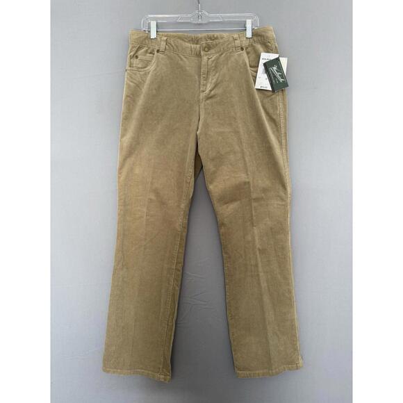 Woolrich Straight Leg Beige Khaki Corduroy Pants Women’s 12 (32x32) Stretch NWT - Picture 1 of 8